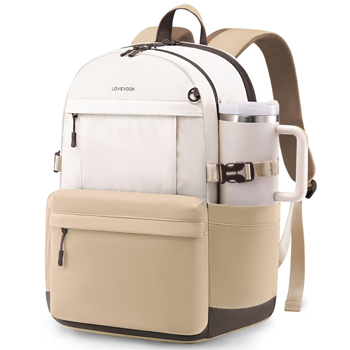 LOVEVOOK Rucksack Damen, 15,6 Zoll Laptop Schulrucksack Teenager mit grossem Fach für Trinkflaschen,