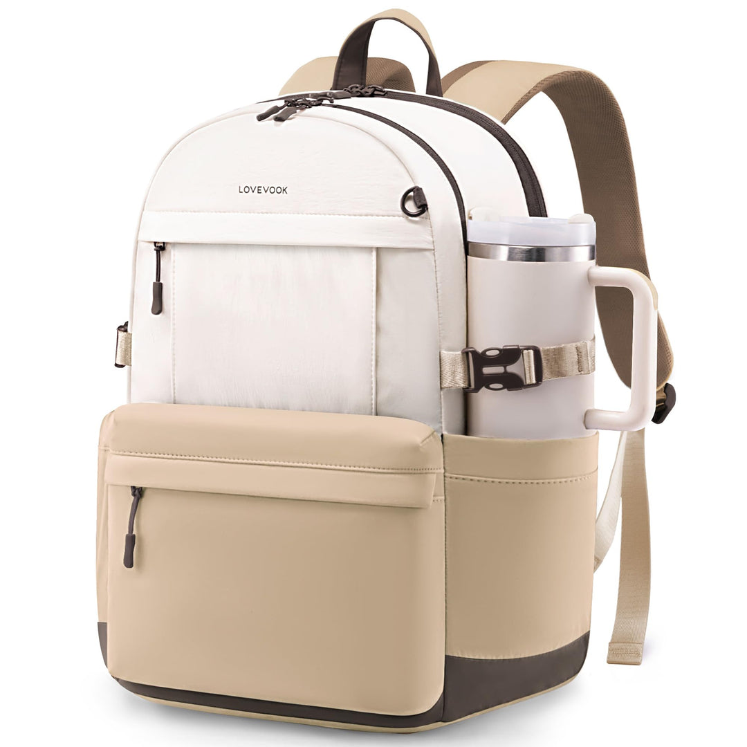 LOVEVOOK Rucksack Damen, 17,3 Zoll Laptop Schulrucksack Teenager mit grossem Fach für Trinkflaschen,
