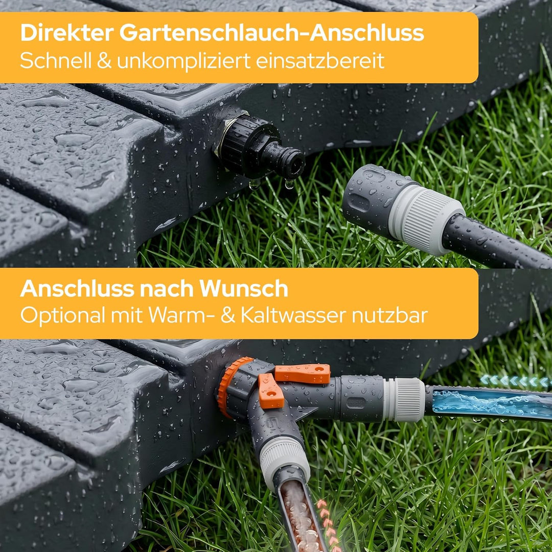 Arebos Bodendusche Garten | Outdoor Dusche Fussrad 4m Fontänenhöhe | Gartendusche Warm- & Kaltwasser