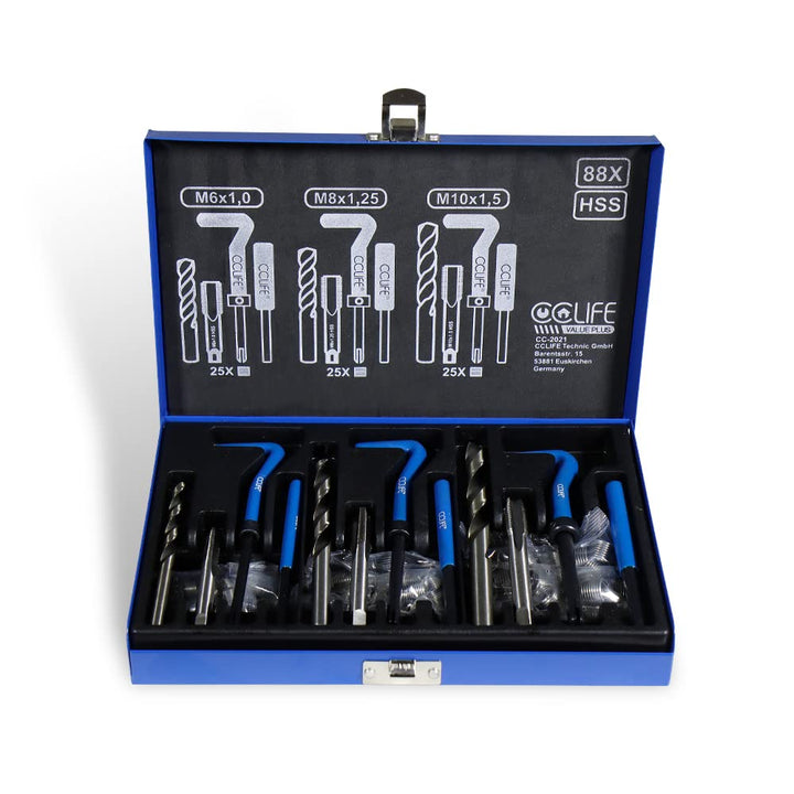 CCLIFE 88tlg Gewinde Reparatur Satz Gewindereparatur M6,M8,M10 Gewindehüls Einsätze, 88tlg