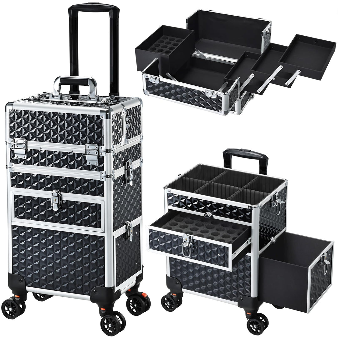 Kosmetik Trolley mit Schubladen Kosmetikkoffer Make up Koffer Professioneller Schminkkoffer Friseurk