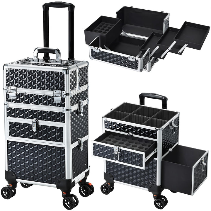 Kosmetik Trolley mit Schubladen Kosmetikkoffer Make up Koffer Professioneller Schminkkoffer Friseurk