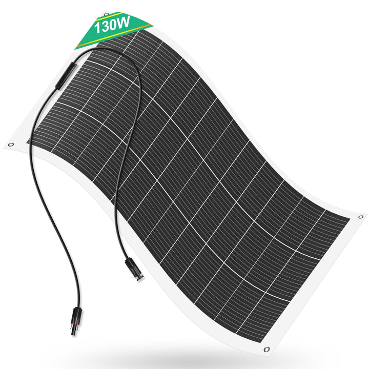 ECO-WORTHY 130W 12V Solarpanel Flexibel Monokristallines Solarpanel, Solarmodul mit Ladekabel für Wo