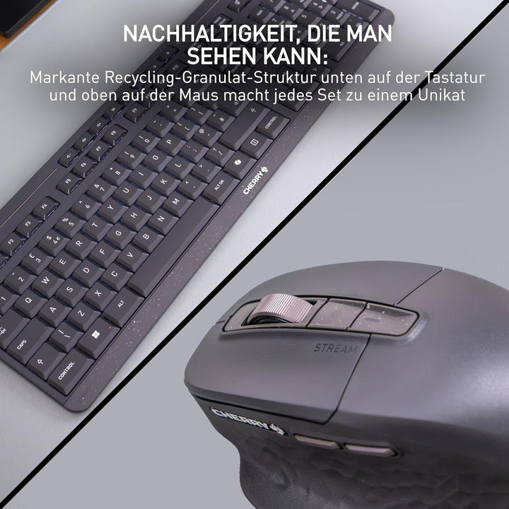 Cherry Stream Desktop Ultimate, Kabelloses Multi-Device Tastatur-Maus-Set, Deutsches Layout (QWERTZ)