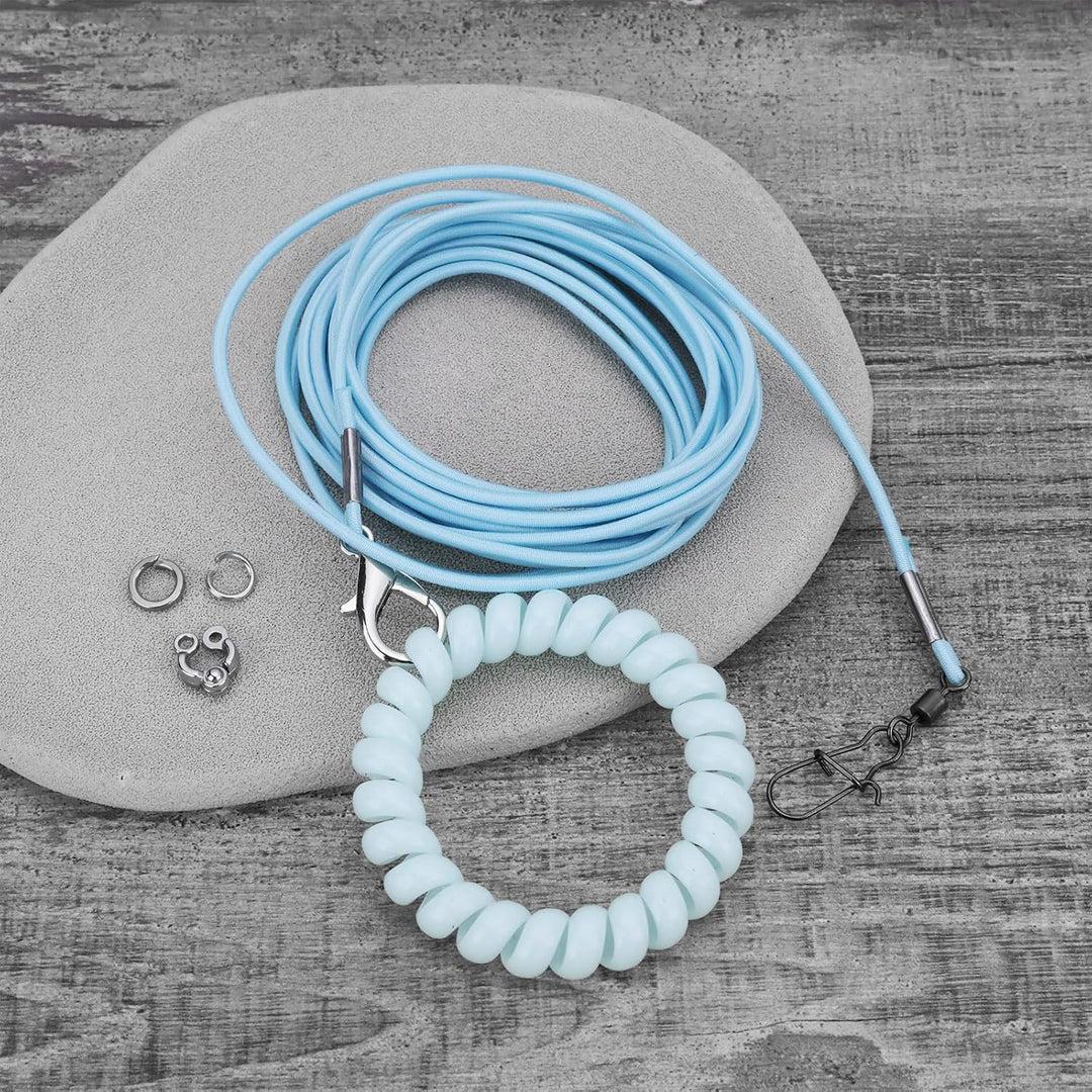 Vogelgeschirr Flugtrainingsseil 3 M für Papageien Tauben Und Wellensittiche mit 4#-Ring (blau) Blue,
