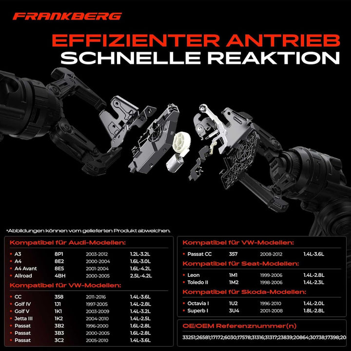 Frankberg Heckklappenschloss Kompatibel mit A3 2003-2012 A4 2000-2004 A6 1997-2005 Golf IV/V 1997-20