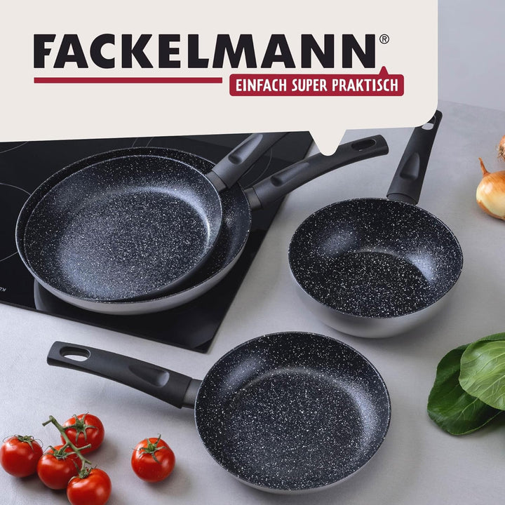 FACKELMANN Wokpfanne Essential Crisp Ø 20 cm aus recyceltem Aluminium mit keramischer Antihaft-Besch