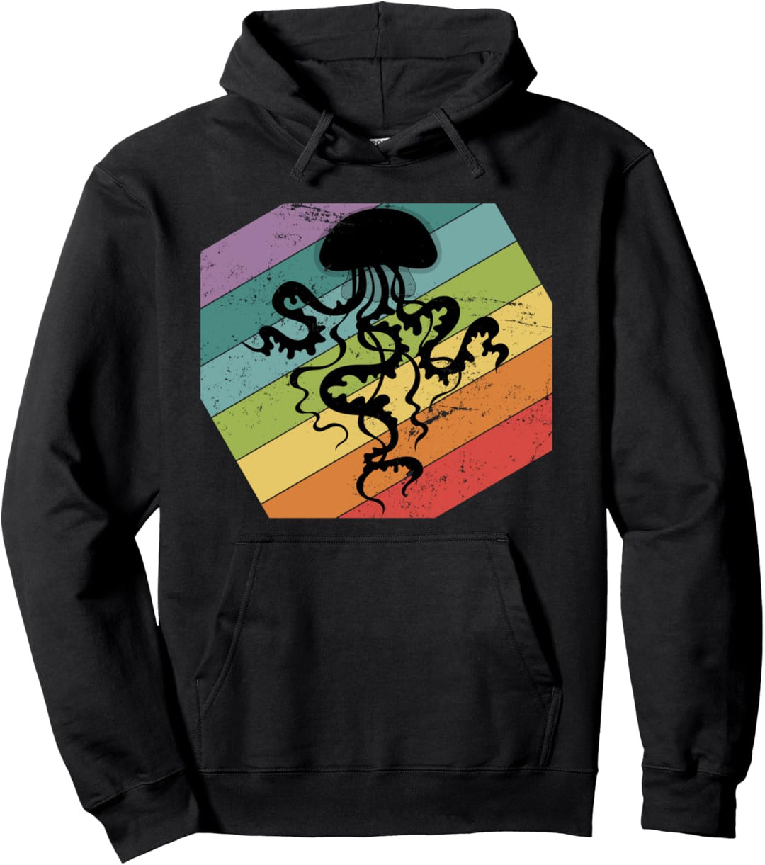 Retro Ozean Tier Meeresbewohner Geschenk Qualle Pullover Hoodie