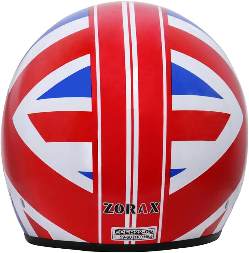 Zorax ZOR 604 Union Jack XL (61-62cm) Offenes Gesicht Motorradhelm Jethelm Damen und Herren Rollerhe