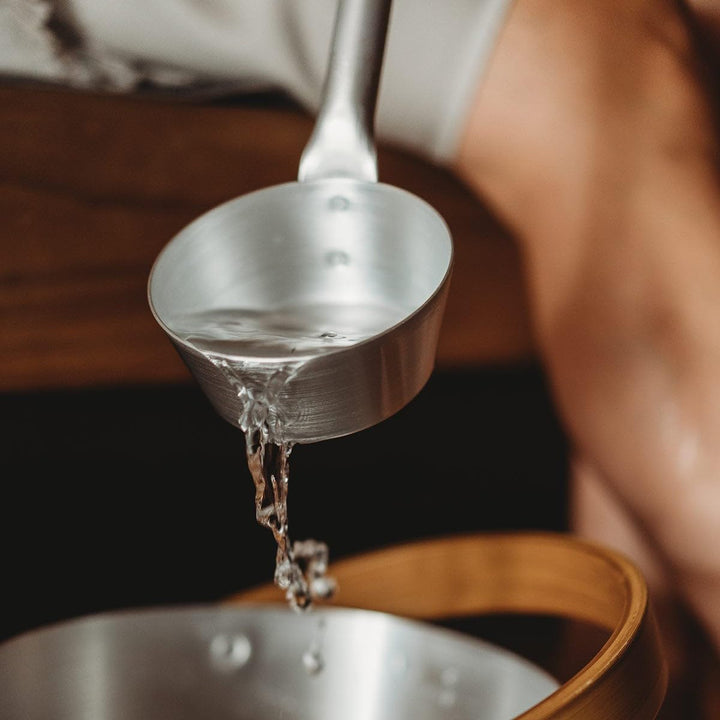 Rento Saunakelle - Saunalöffel - Aluminium mit Bambusgriff - Silber