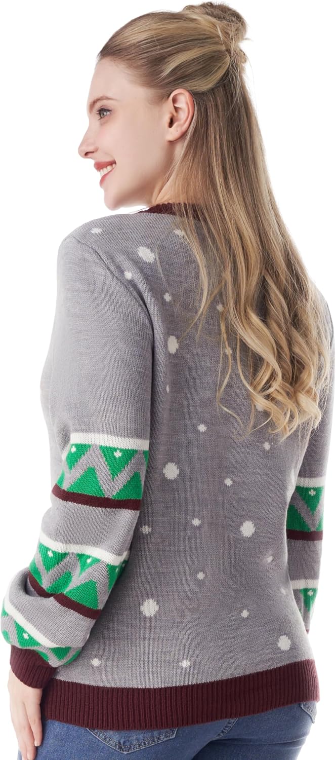 JOYIN Damen LED Beleuchtete Rentier Hässliche Weihnachtspullover Damen mit Integrierten Leuchtmittel