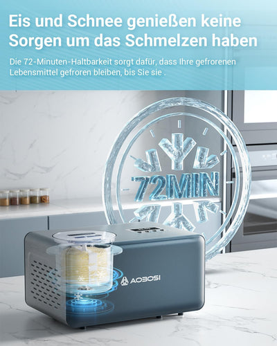 AAOBOSI 1,6L Eismaschine mit 4 Modi,3 in 1 Speiseeisbereiter,kein Vorgefrieren mit eingebautem Kompr