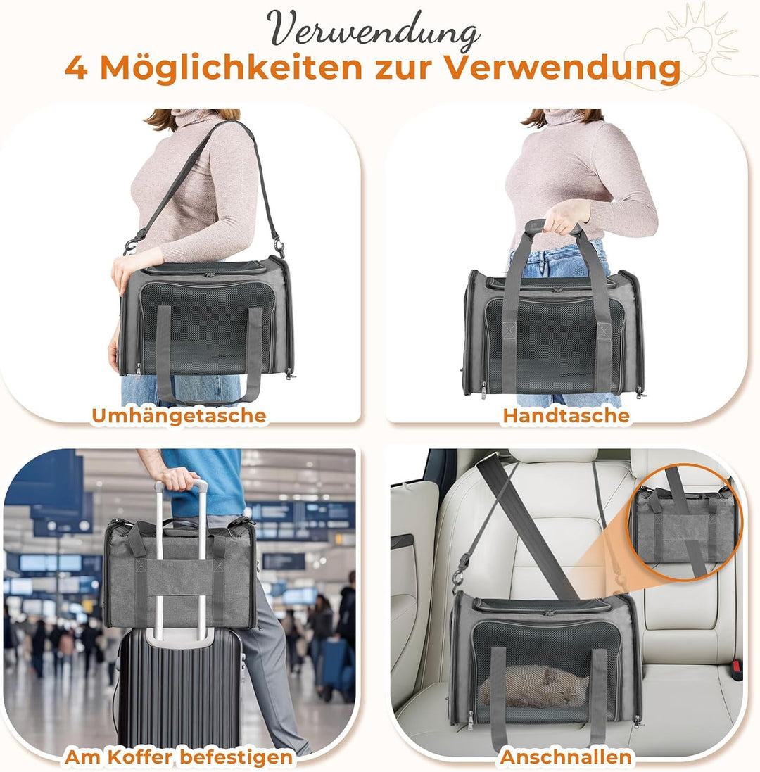 Lohofrnny Transporttasche Katze, Transportbox für Katze Hund, Katzentransporttasche, Faltbare Hausti