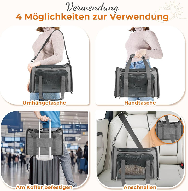 Lohofrnny Transporttasche Katze, Transportbox für Katze Hund, Katzentransporttasche, Faltbare Hausti