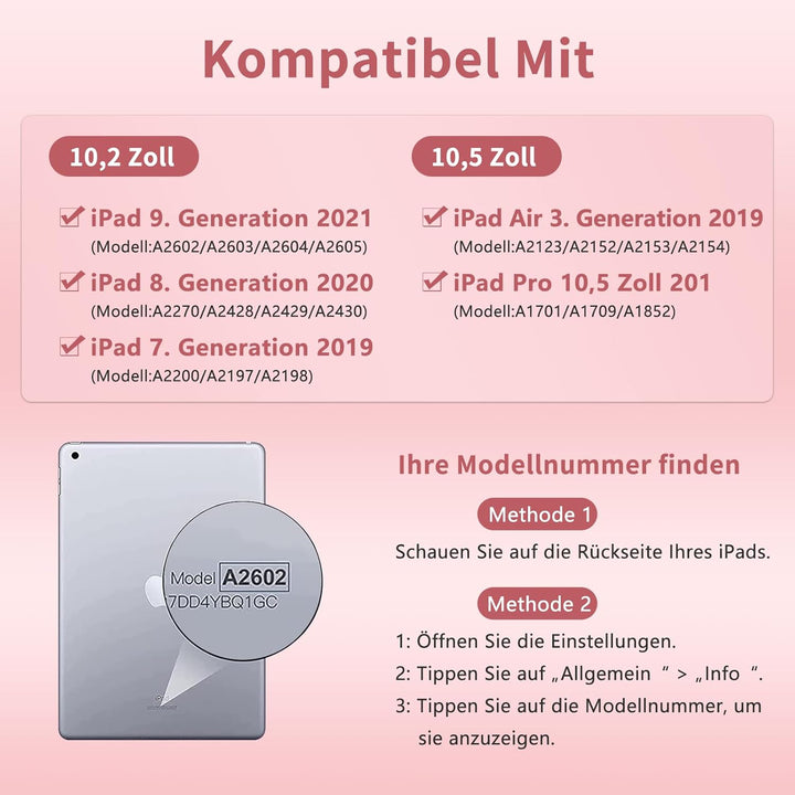TQQ Tastatur Hülle für iPad 10.2 Zoll (9/8/7 Generation), für iPad Air 3rd und iPad Pro 10.5, Wieder