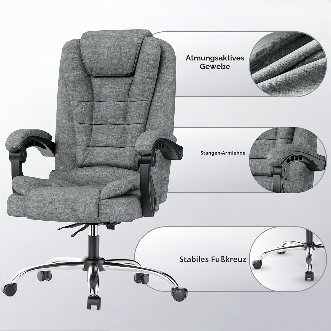 naspaluro Chefsessel Bürostuhl Ergonomischer PU-Leder Drehstuhl Hochlehner, Höhenverstellbarer Schre