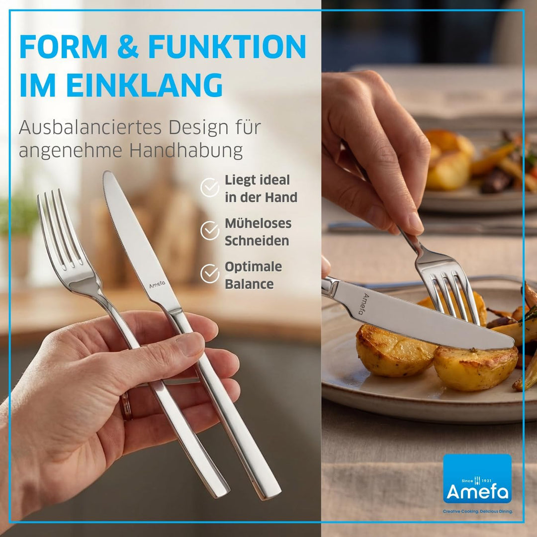 Amefa Fresh Besteckset 6 Personen, Besteck Set 30-teilig, Edelstahl Rostfrei, Besteck Spülmaschinenf