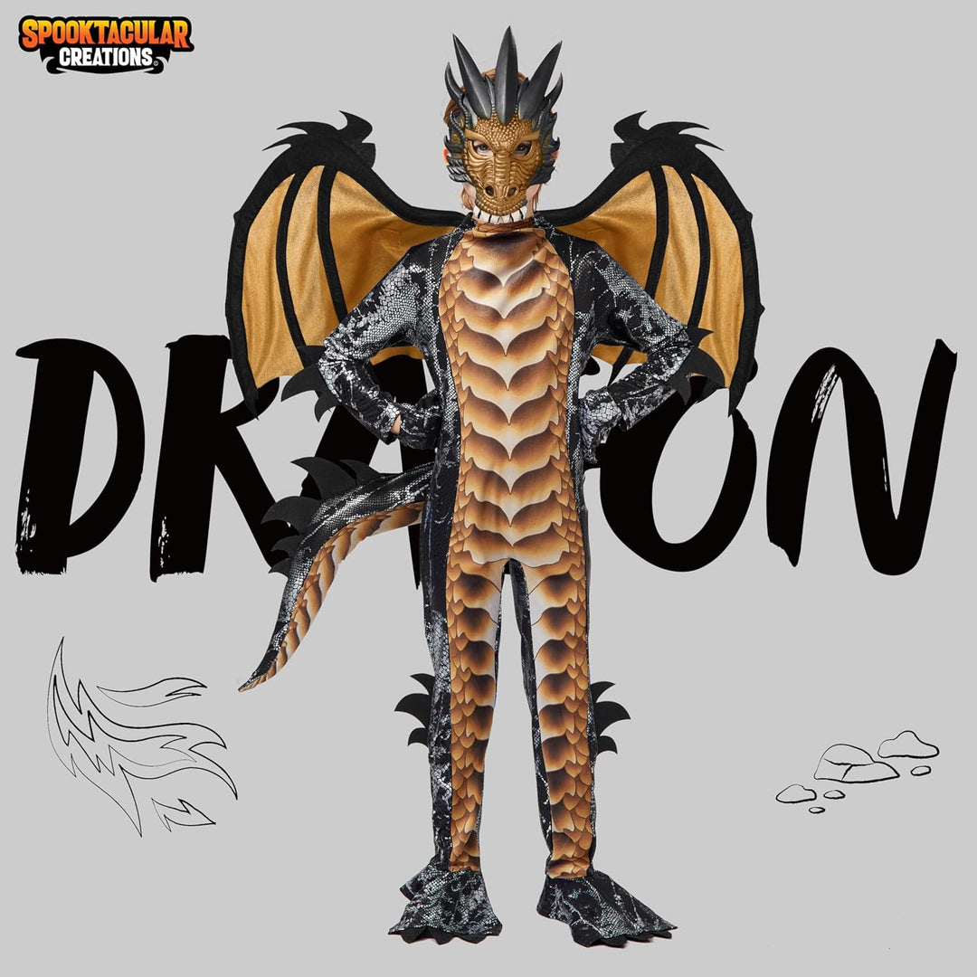 Spooktacular Creations Kind Jungen Drachenkostüm, Drachenflügel und Maske, Halloweenanzug Drachenanz