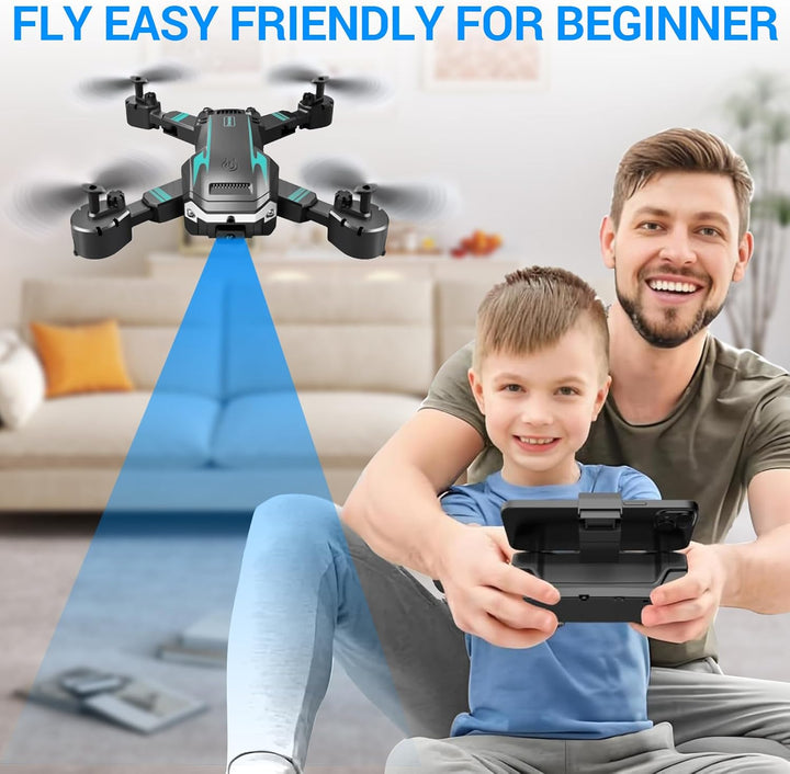 Drohne mit Dual-HD-Kamera für Anfänger, Faltbare Kinderdrohne, 3D-Flips, Ein-Knopf-Start/Landung, He