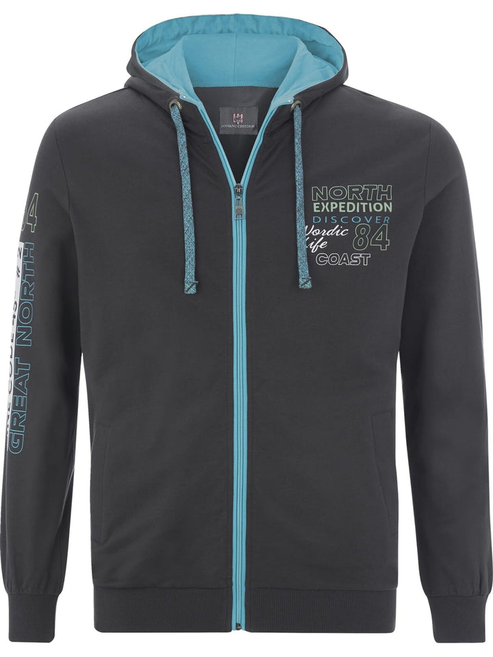 Jan Vanderstorm Herren Sweatjacke Roderich, XXL Dunkelgrau