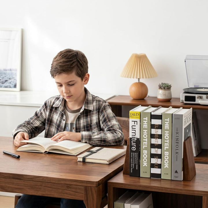 Muso Wood Holz Buchstütze aus Walnussholz - Handgefertigte Buchstützen Dekorative Bücherstütze für R