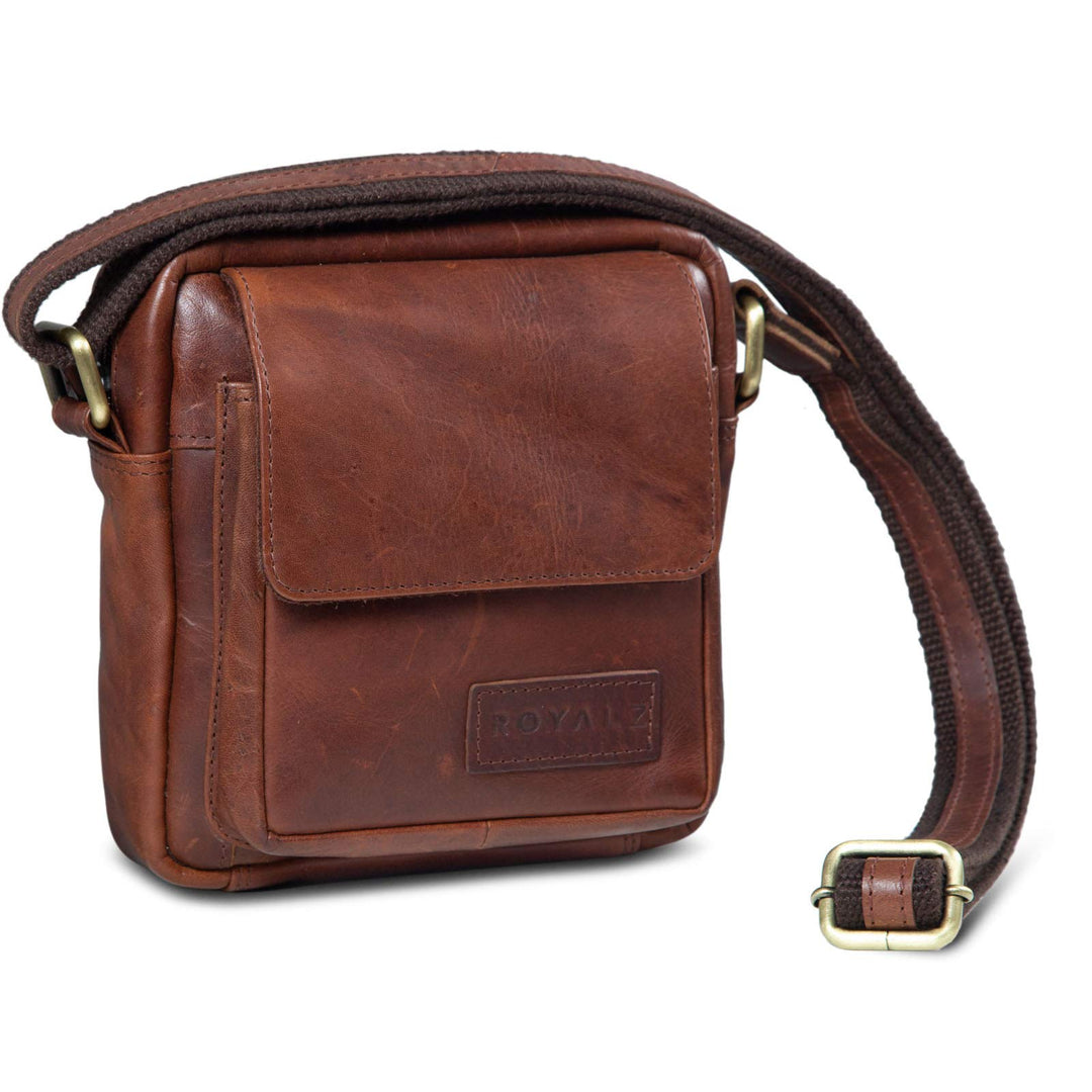 ROYALZ 'Austin' Moderne Echtleder Umhängetasche Klein Herren Schultertasche Mini Messenger Bag Vinta