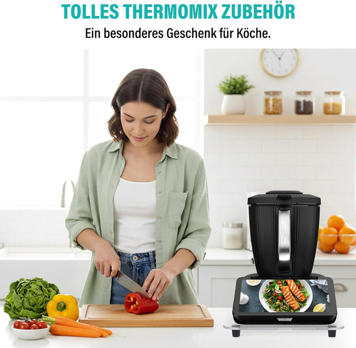 Acryl Gleitbrett für Thermomix TM7 – Mit 360° Rollen + Rutschfest Gummifüsse des Schnelles Bewegen/S