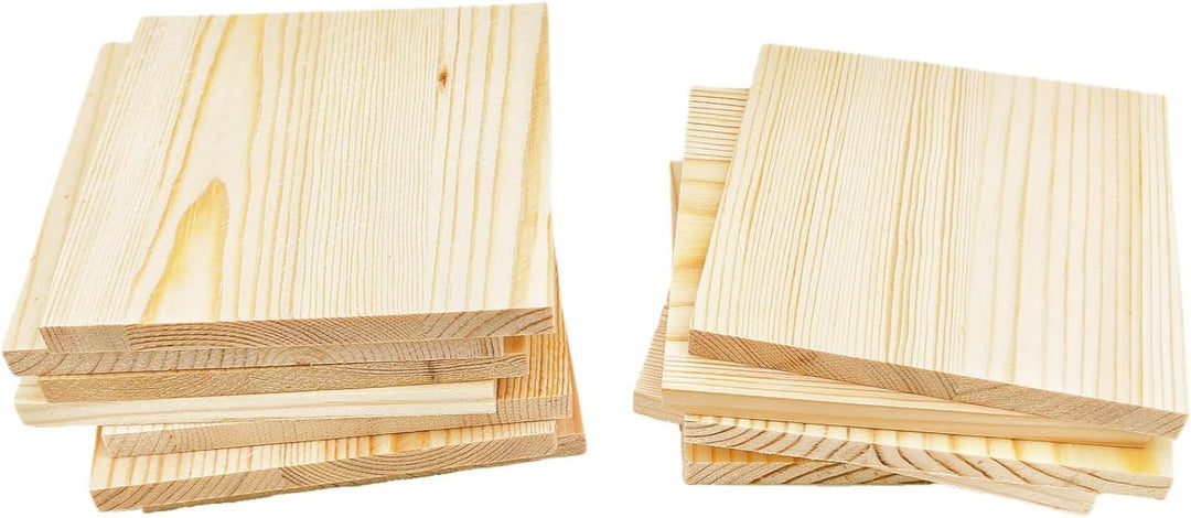 Unlackierte quadratische Holzblöcke zum Basteln, 10 x 10 x 0,8 cm, blanko, dünne Holzquadrate aus Ki