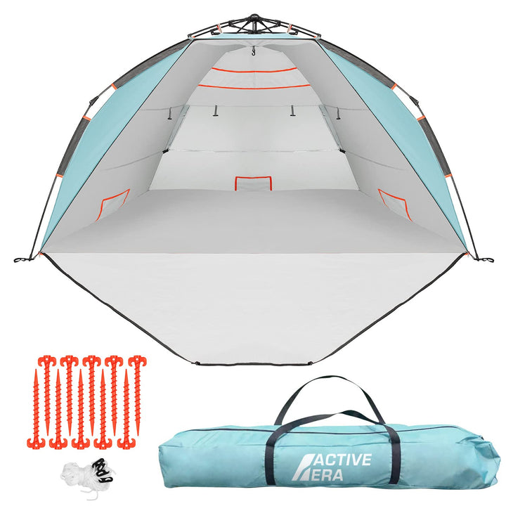 Active Era Luxus Strandzelt mit UV Schutz LSF 50+, Strandmuschel XXL Wasserabweisend, Easy Pitch Auf