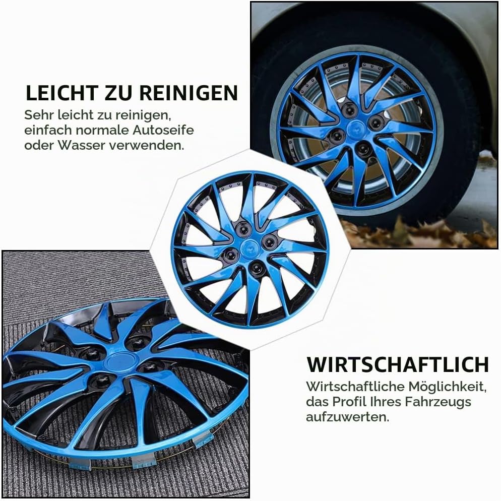 Auto Radkappen 14 Zoll Radzierblenden 2 Stücke Blau Schwarz Universal Auto Refit Zubehör für Fast Al