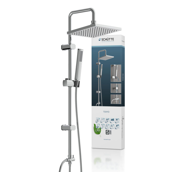 Schütte Tokyo Überkopfbrause-Set, Duschsystem ohne Armatur. Regendusche mit Schlauch, Duschsäule, Ch