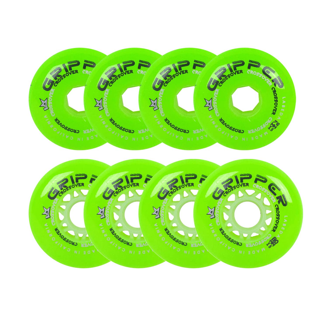 Labeda Rollhockey-Räder, Crossover-Set, 8 Stück, Farbe und Grösse wählbar Grün 74A (X-Soft) 76mm / 8