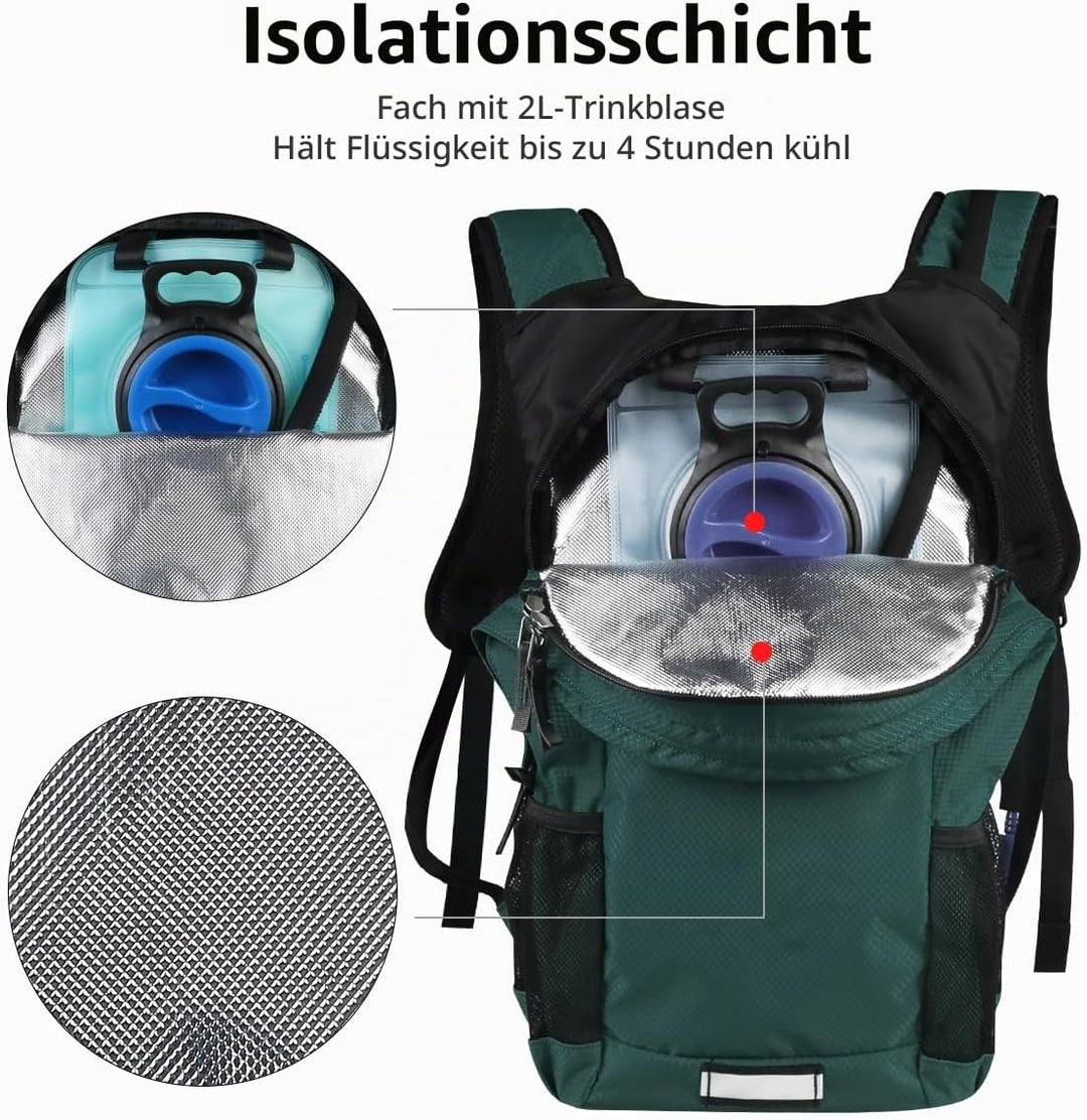 Lunidry Trinkrucksack Fahrradrucksack mit Trinkblase 2L Wasserdicht Sportrucksack, 20L Hydration Ruc