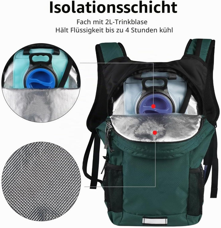 Lunidry Trinkrucksack Fahrradrucksack mit Trinkblase 2L Wasserdicht Sportrucksack, 20L Hydration Ruc