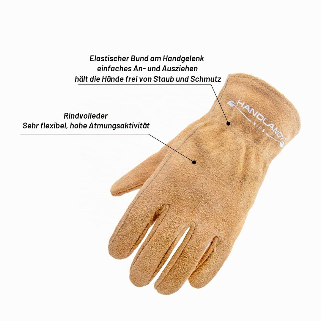 HLDD HANDLANDY Kinder Leder Arbeitshandschuhe, 2 Paar Kinder Gartenarbeitshandschuhe, Kinder Rindsle