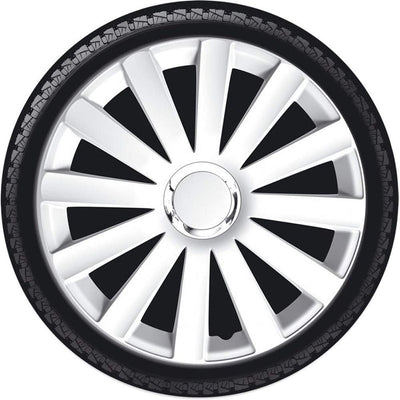 AUTO-STYLE Satz Radzierblenden Spyder 13-Zoll Weiss + Chrom Ringe 13-inch Weiss + Chrom Ringe, 13-in