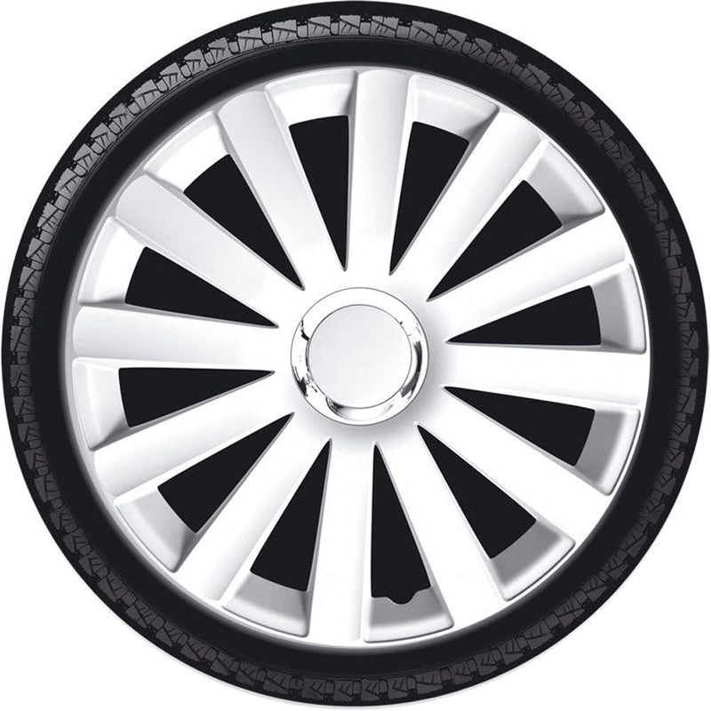 AUTO-STYLE Satz Radzierblenden Spyder 15-Zoll Weiss + Chrom Ringe 15-inch Weiss + Chrom Ringe, 15-in