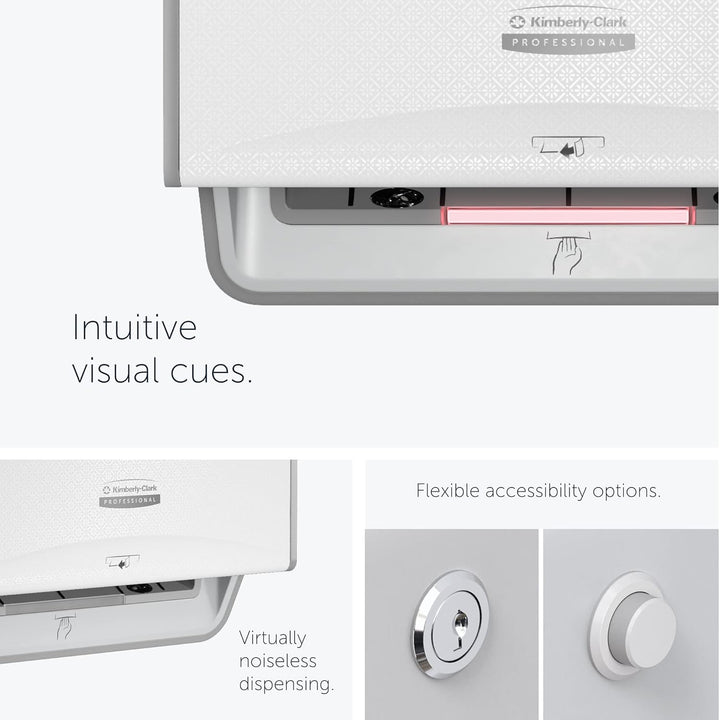 Kimberly-Clark Professional Automatischer ICON-Rollenhandtuchspender (53940), weisses Gehäuse mit we