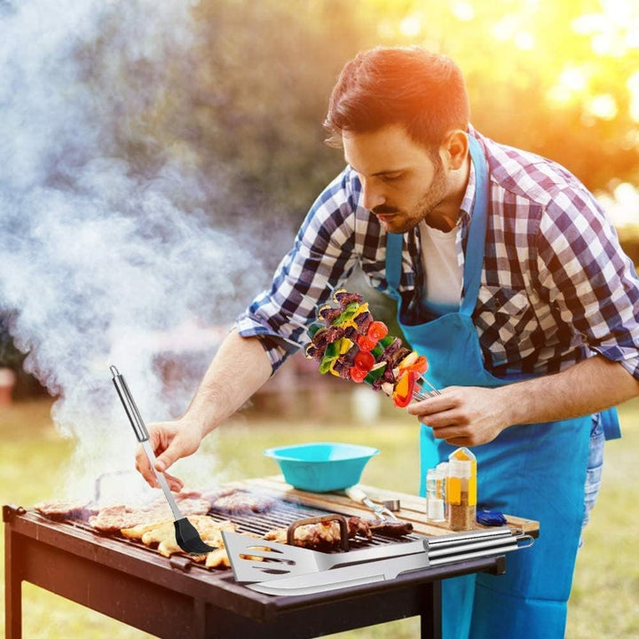 Grillbesteck BBQ Grillzubehör, 9 PCS Grill Werkzeugset Edelstahl Barbecue-Utensilien, BBQ Grillen Ko