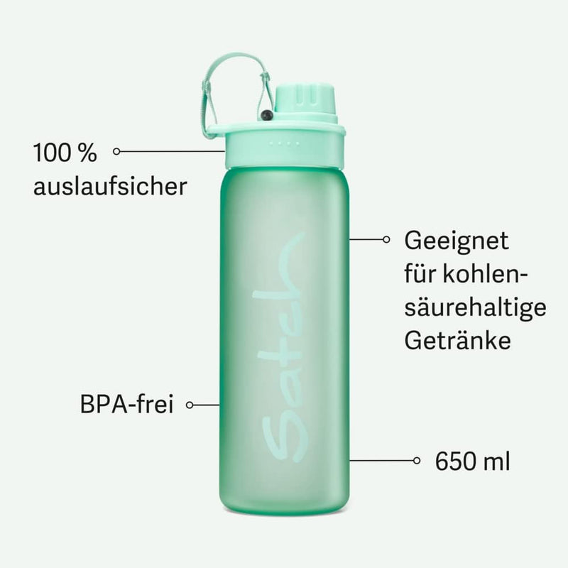 satch Sport Trinkflasche BPA frei 650 ml, Auslaufsicher und Kohlensäure geeignet, für Sport- und Erf