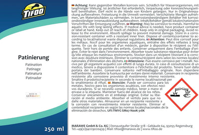 Patinierung (250 ml) - Messing/Kupfer/Bronze patinieren, Patiniermittel - Patina Farbe, 250 ml