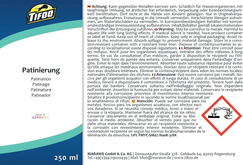 Patinierung (250 ml) - Messing/Kupfer/Bronze patinieren, Patiniermittel - Patina Farbe, 250 ml