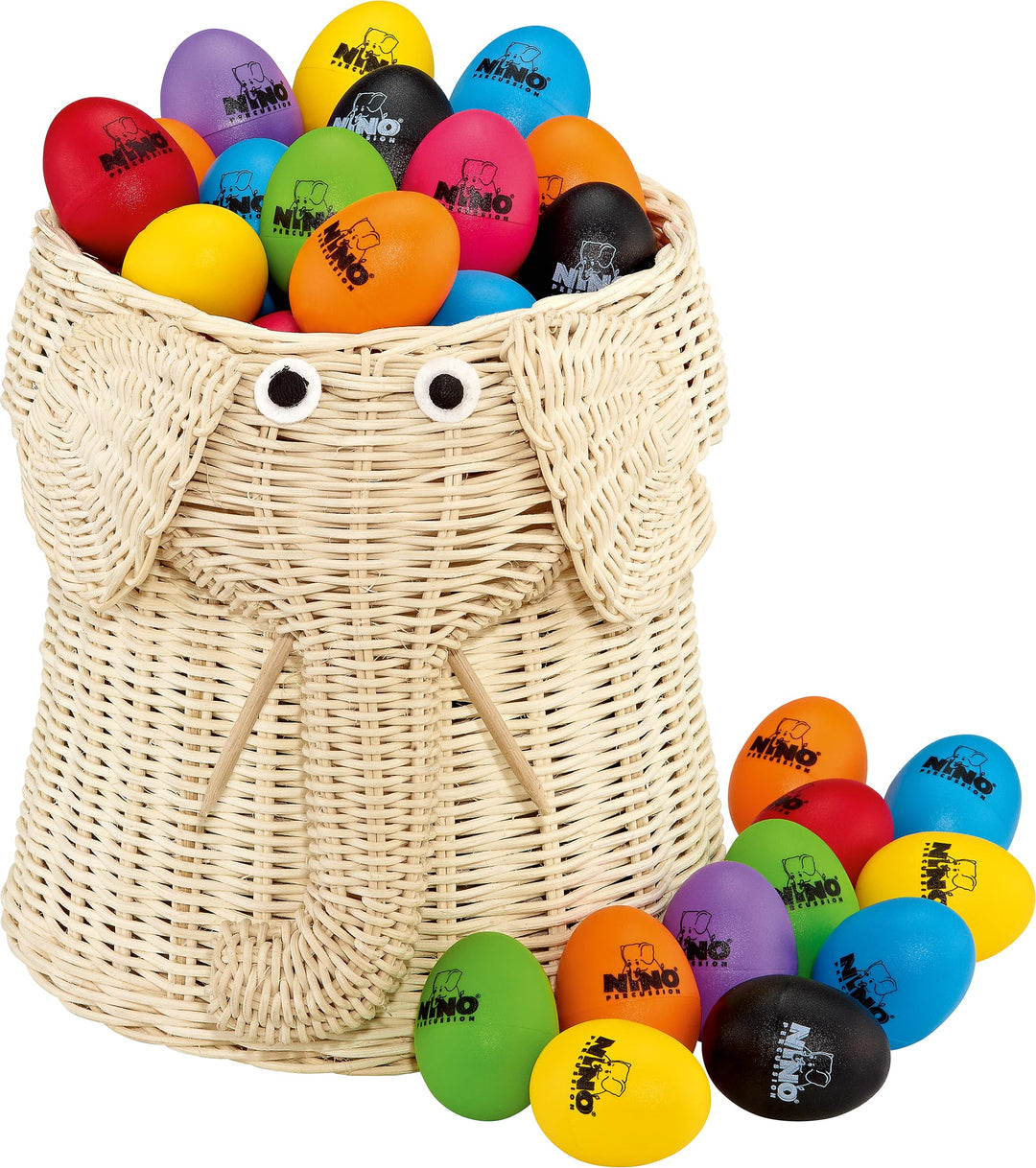 Nino Percussion VE80-NI540-2 Egg-Shaker Sortiment 80-teilig im Elefantenkorb