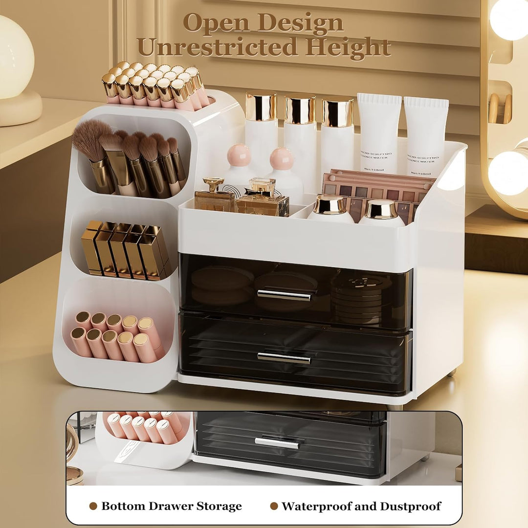 Make Up Kosmetik Organizer mit 2 Schubladen, Multifunktion Schminktisch Organizer, Einfache Aufbewah