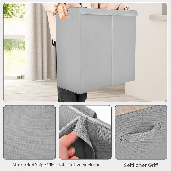 GIANTEX Wäschekorb 115 L mit 2 Fächern, Wäschesammler Wäschebox mit Deckel & Griff, Wäschesortierer