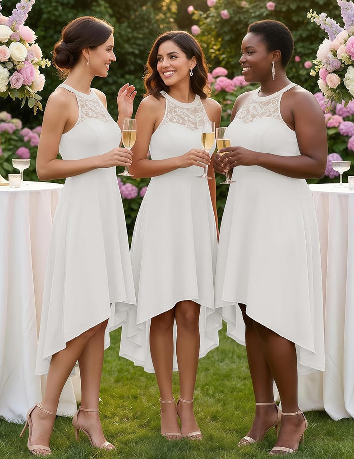 Bbonlinedress Abendkleider elegant für Hochzeit gast festliches Kleid Damen Neckholder Konfirmations