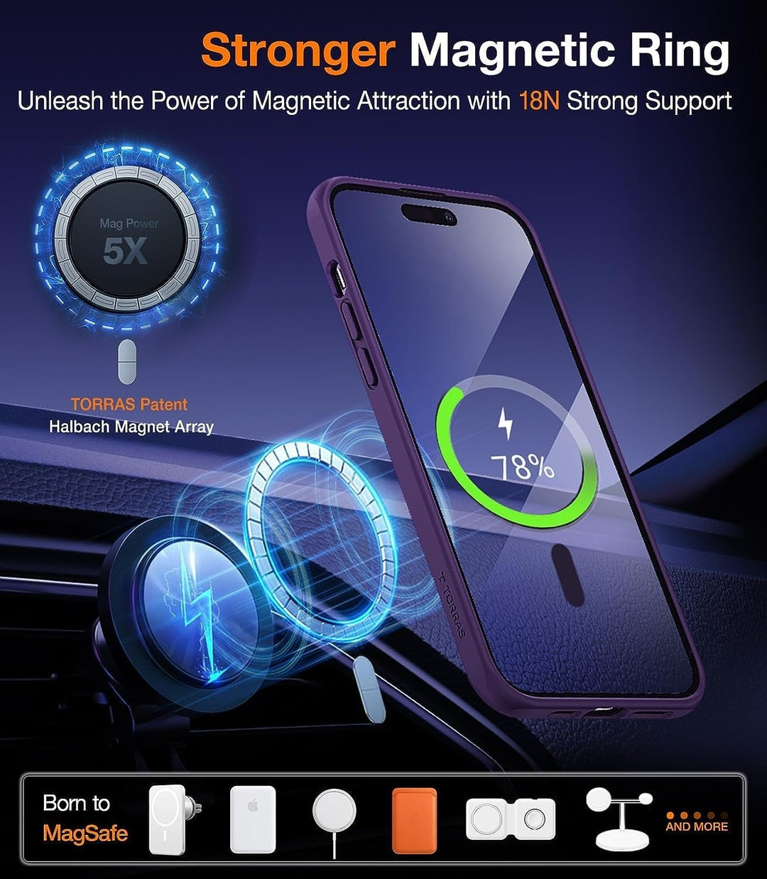 TORRAS für iPhone 14 Pro Max Hülle für MagSafe [Zertifizierte Militärschutz & Upgraded TOP Magnetkra