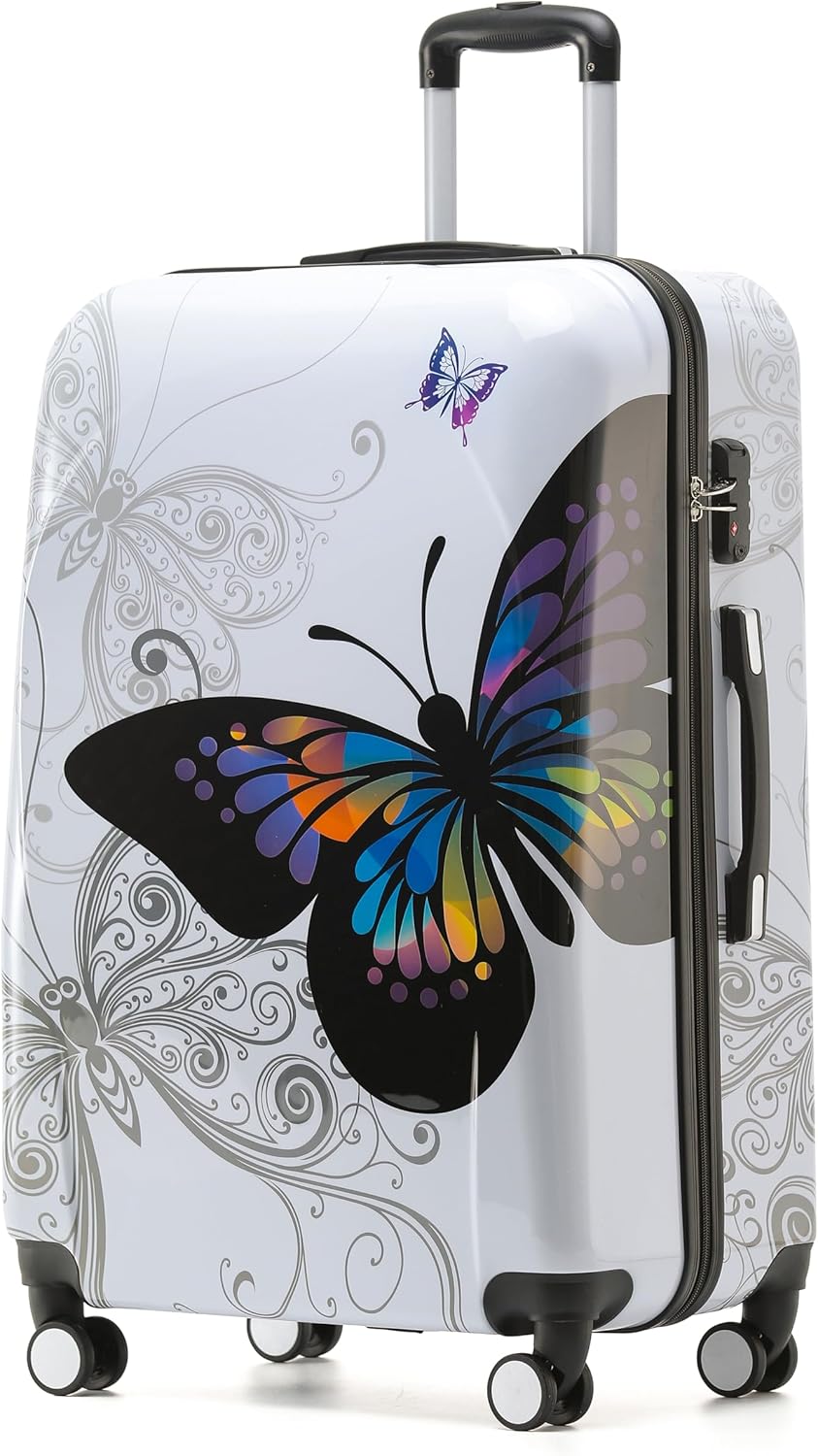 BEIBYE Butterfly 2060 4tlg Reisekoffer Trolley Hartschalen Kofferset (4er Set), 4er Set