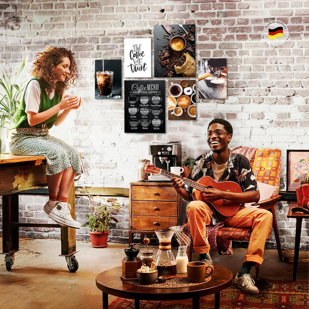 Novart Bilder Set - AUFHÄNGFERTIG - KEIN EXTRA RAHMEN BENÖTIGT - Kaffee Coffee Modern Küche - Esszim