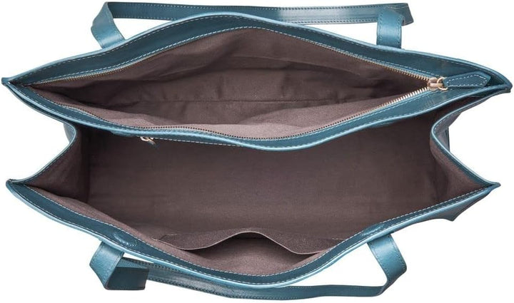 Maxwell Scott Handgefertigte Damen Leder Tote Handtasche Rivara in Petrol Blau, Petrol